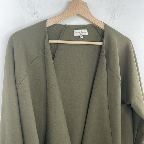 NYDJ Open Front Sweatshirt Jacket Olive Green Small - Picture 4 of 12
